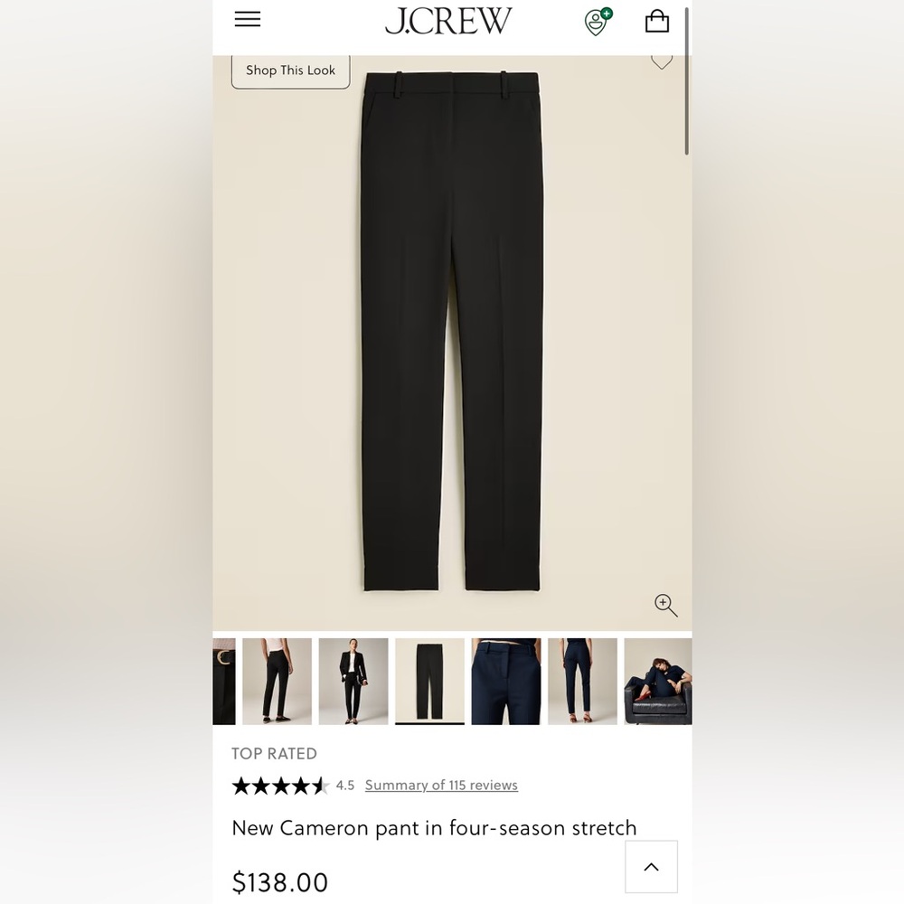 J. Crew ‘Cameron’ Black High-Rise Ankle Trousers Size 14